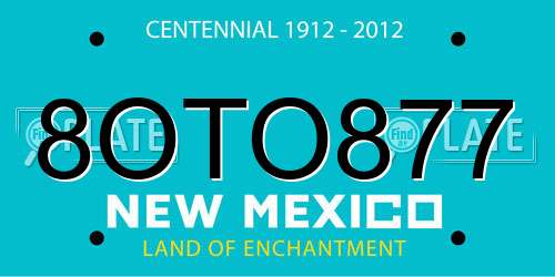 8OTO877 New Mexico License Plate