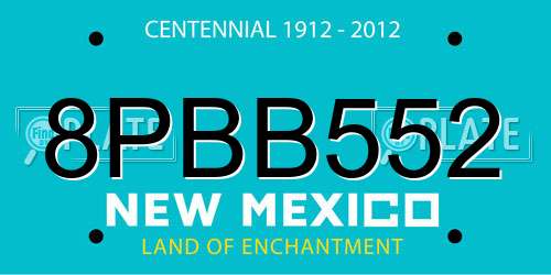 8PBB552 New Mexico License Plate
