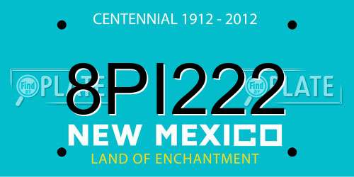 8PI222 New Mexico License Plate