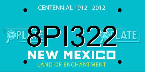 8PI322 New Mexico License Plate