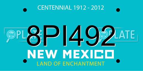 8PI492 New Mexico License Plate