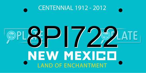 8PI722 New Mexico License Plate