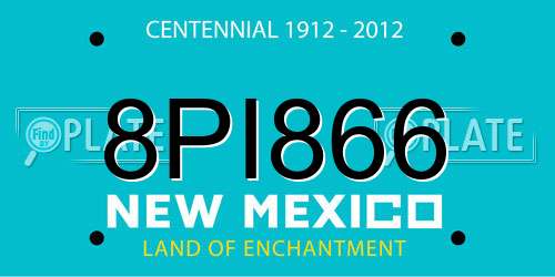 8PI866 New Mexico License Plate