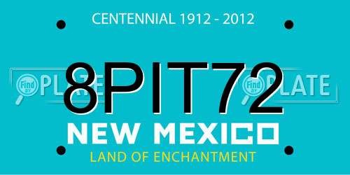 8PIT72 New Mexico License Plate