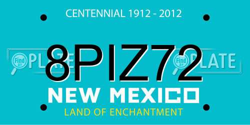 8PIZ72 New Mexico License Plate