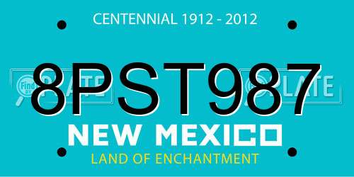 8PST987 New Mexico License Plate