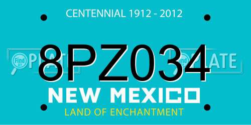 8PZ034 New Mexico License Plate