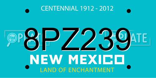 8PZ239 New Mexico License Plate