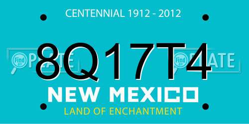 8Q17T4 New Mexico License Plate