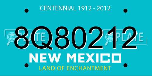 8Q80212 New Mexico License Plate