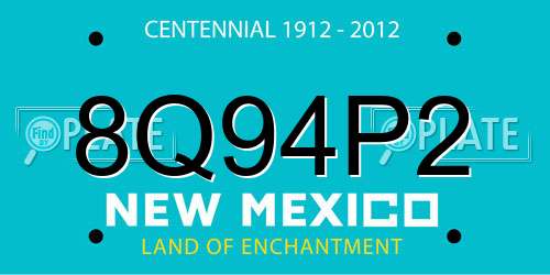 8Q94P2 New Mexico License Plate