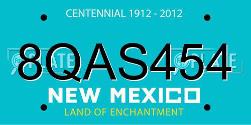 8QAS454 New Mexico License Plate