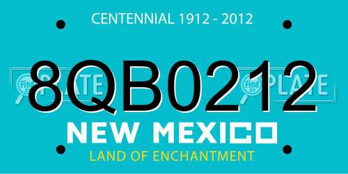8QB0212 New Mexico License Plate