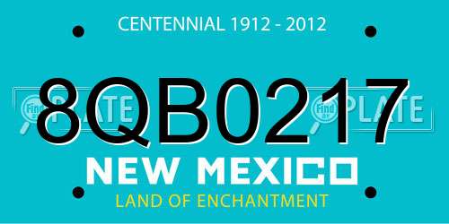 8QB0217 New Mexico License Plate