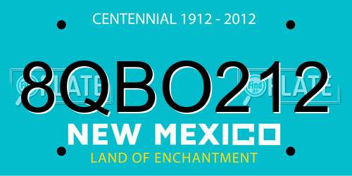 8QBO212 New Mexico License Plate