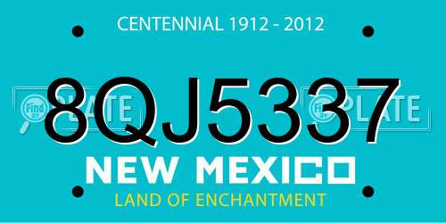 8QJ5337 New Mexico License Plate