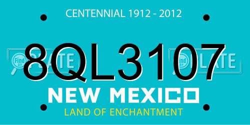 8QL3107 New Mexico License Plate