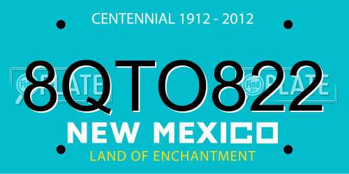 8QTO822 New Mexico License Plate