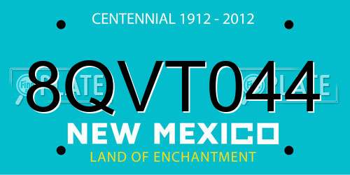 8QVT044 New Mexico License Plate