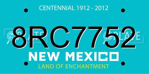8RC7752 New Mexico License Plate