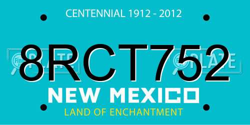 8RCT752 New Mexico License Plate