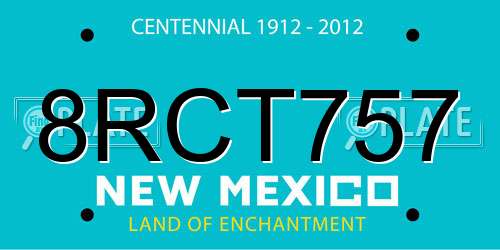 8RCT757 New Mexico License Plate