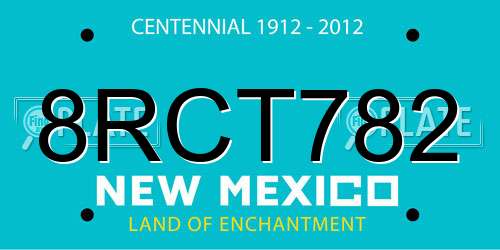 8RCT782 New Mexico License Plate