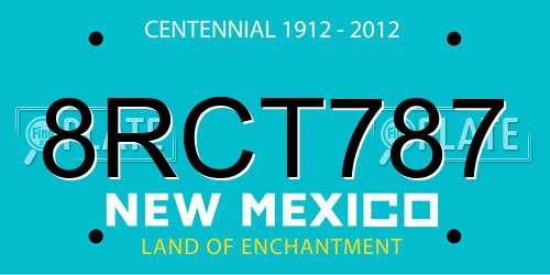 8RCT787 New Mexico License Plate