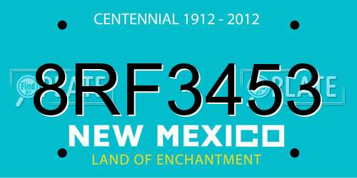 8RF3453 New Mexico License Plate