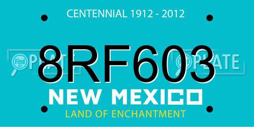 8RF603 New Mexico License Plate