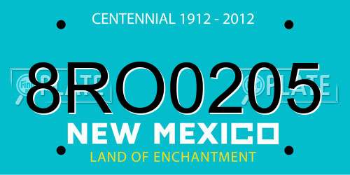 8RO0205 New Mexico License Plate
