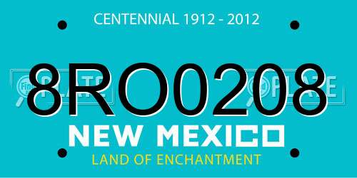 8RO0208 New Mexico License Plate