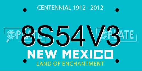 8S54V3 New Mexico License Plate