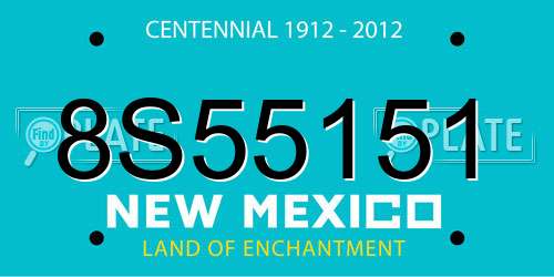 8S55151 New Mexico License Plate