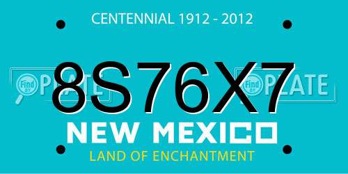 8S76X7 New Mexico License Plate