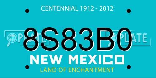 8S83B0 New Mexico License Plate