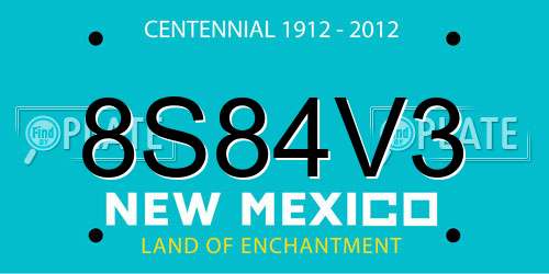 8S84V3 New Mexico License Plate