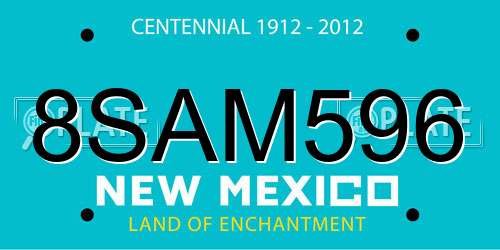 8SAM596 New Mexico License Plate