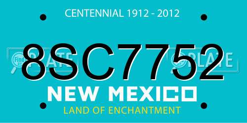 8SC7752 New Mexico License Plate