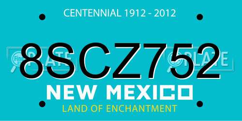 8SCZ752 New Mexico License Plate