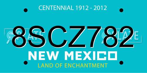 8SCZ782 New Mexico License Plate