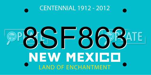 8SF863 New Mexico License Plate