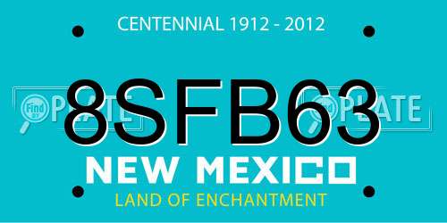 8SFB63 New Mexico License Plate