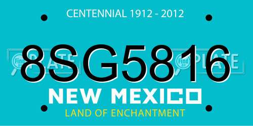 8SG5816 New Mexico License Plate