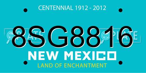 8SG8816 New Mexico License Plate
