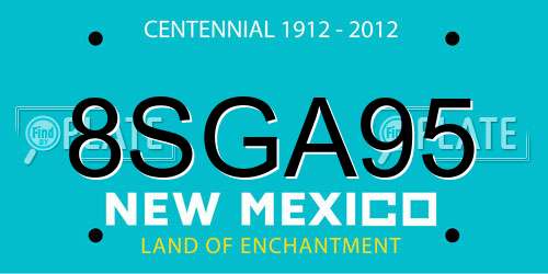 8SGA95 New Mexico License Plate