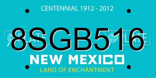 8SGB516 New Mexico License Plate