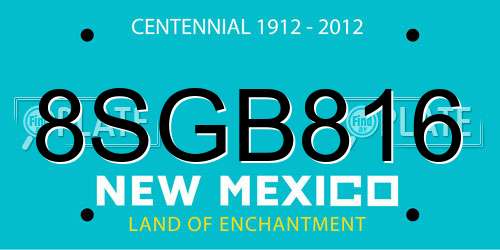 8SGB816 New Mexico License Plate