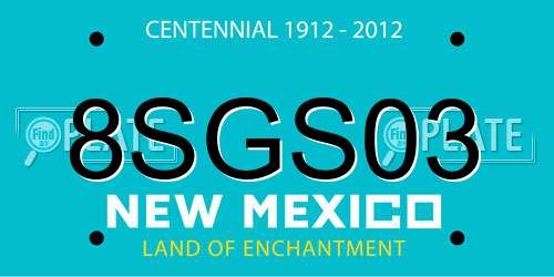 8SGS03 New Mexico License Plate