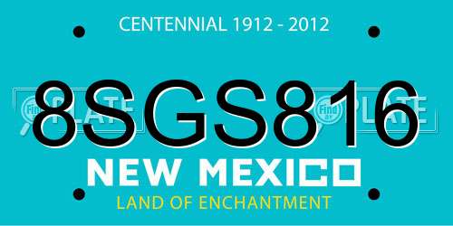 8SGS816 New Mexico License Plate